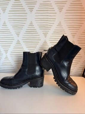 WANT Les Essentiels Black Leather Chelsea Lug Booties